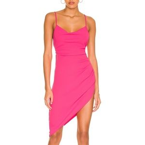 janet dress / amanda uprichard (revolve) / pink asymmetrical low back dress